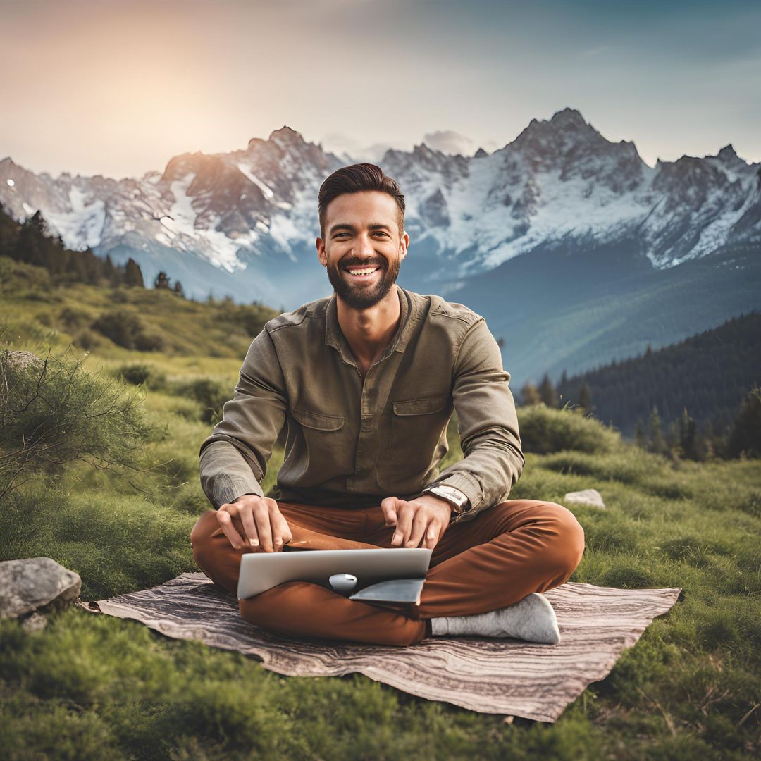 a youtuber in the mountains exploring the world with youtube money