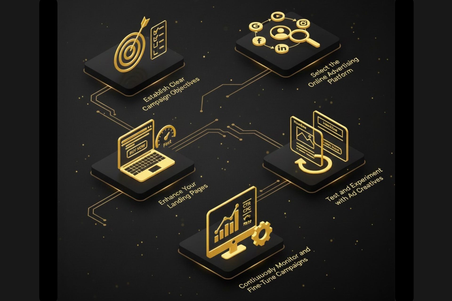 Gold advertising strategy icons